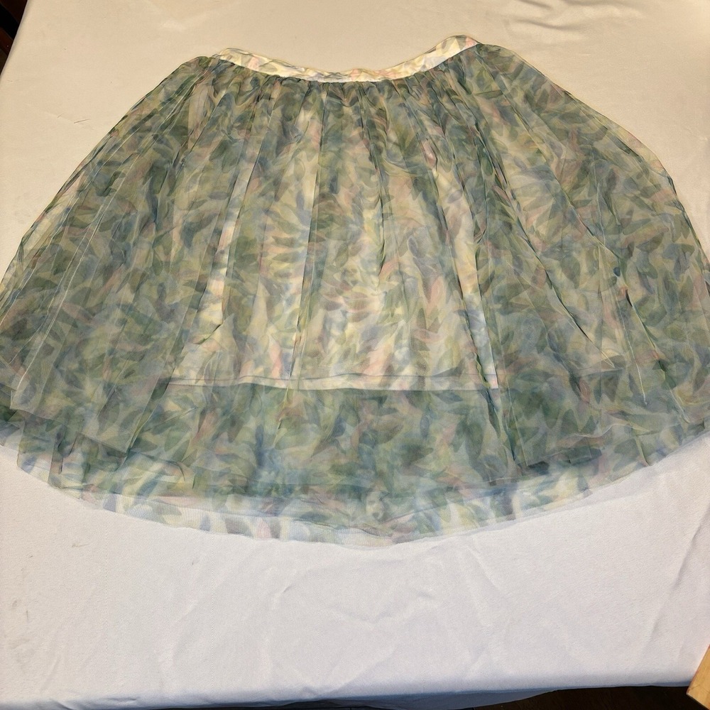 Disney‎ Cinderella LC Lauren Conrad Tulle Midi Skirt Green Floral Watercolor L